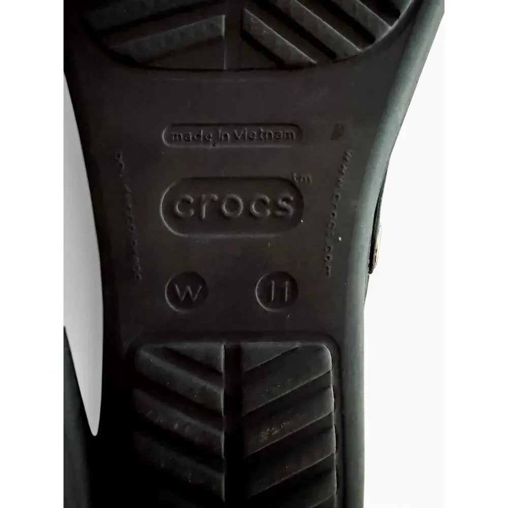 Crocs Women's Sanrah Diamante Navy Wedge Flip Sandals Studded Accent Size 11 - Picture 10 of 10